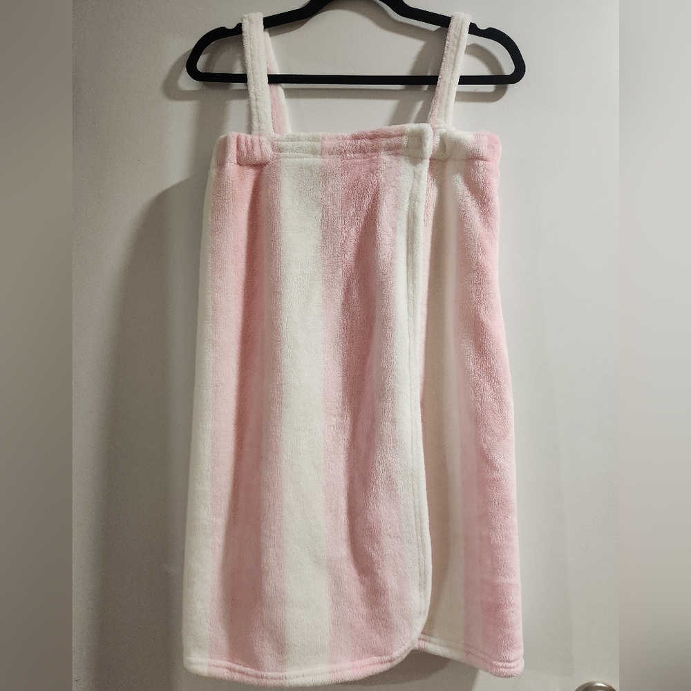 Pink and White Striped Towel Wrap
